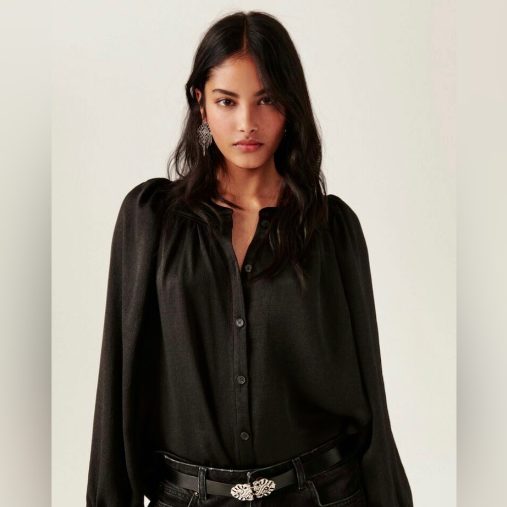 Rebecca BA&SH black long sleeve flowy shirt.